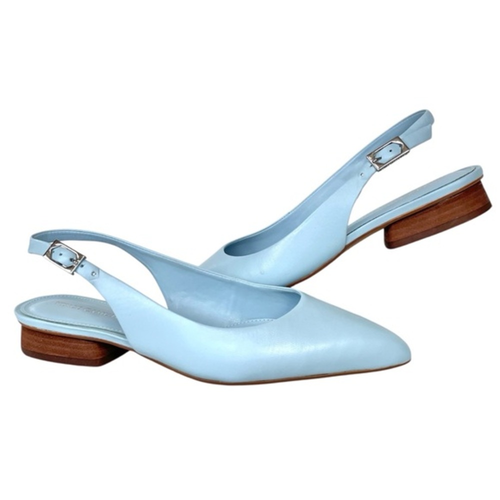Vince Camuto Jesander Slingback Flats Blue Pointed Toe Leather Womens 6
